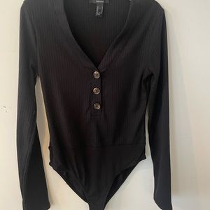 V Neck Button Up Bodysuit